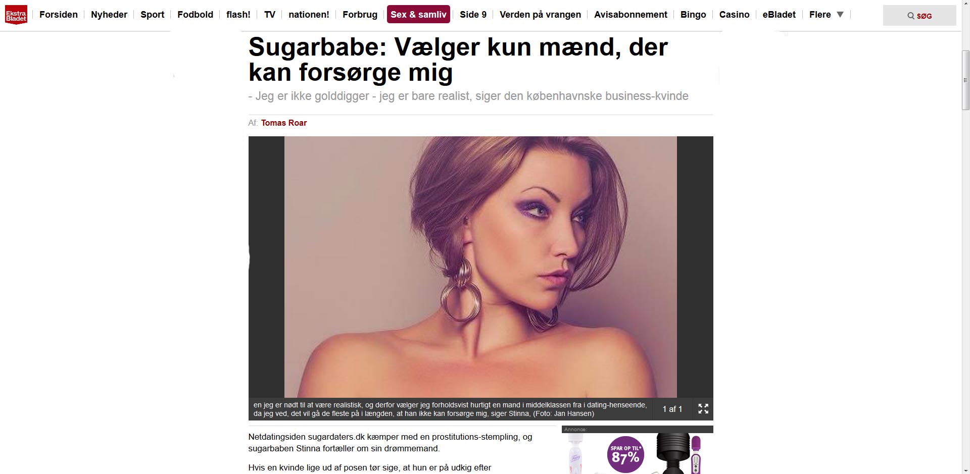 Modig kvinde på sugardaters.dk Foto